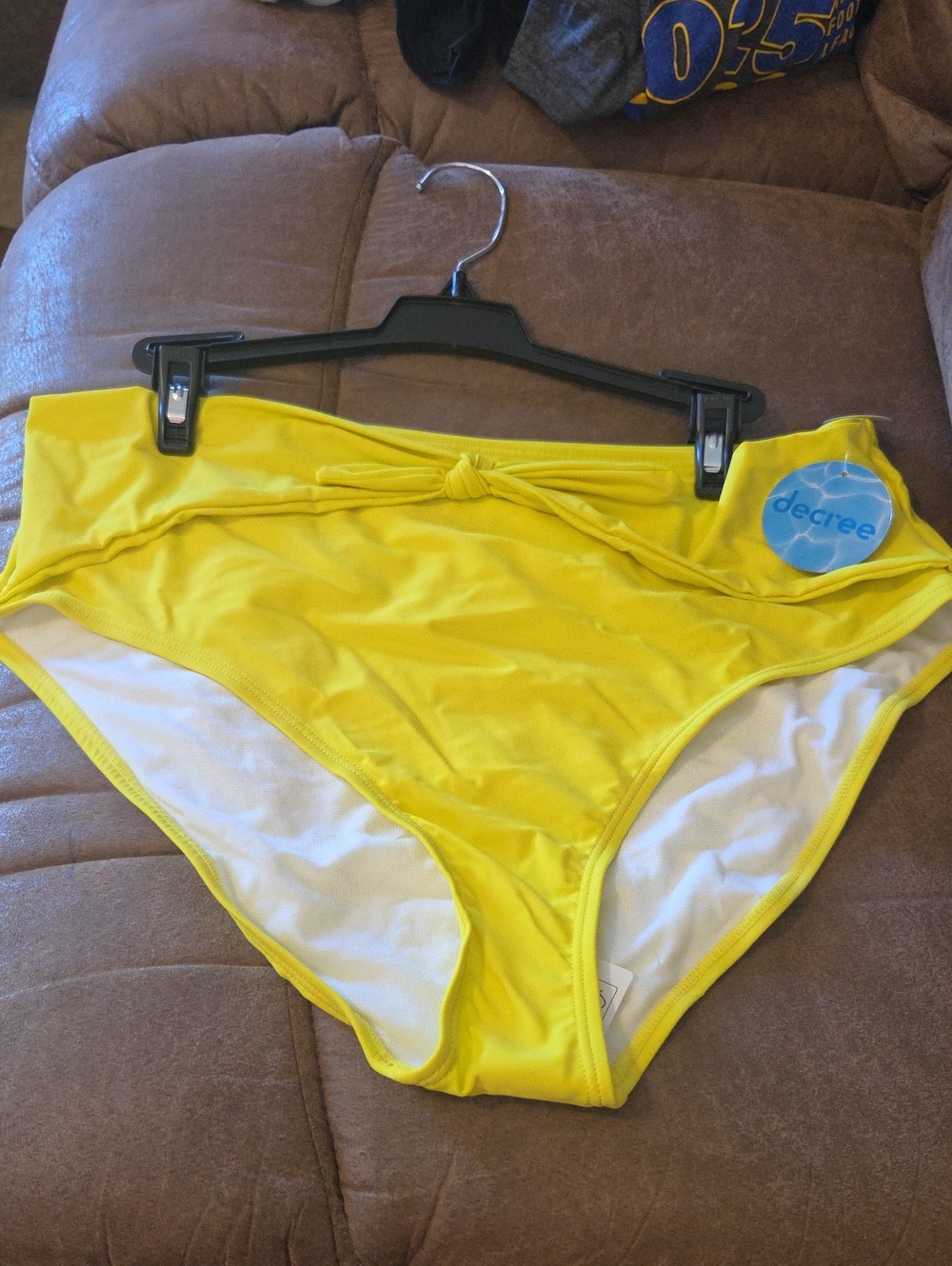 Decree Bright Yellow High-Waist Bikini Bottom with Front Tie
